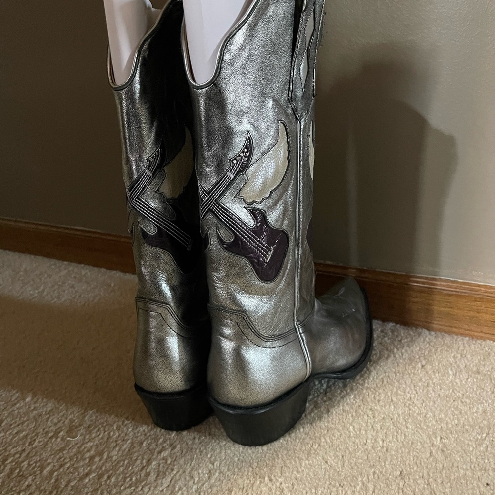Metallic Silver Boots